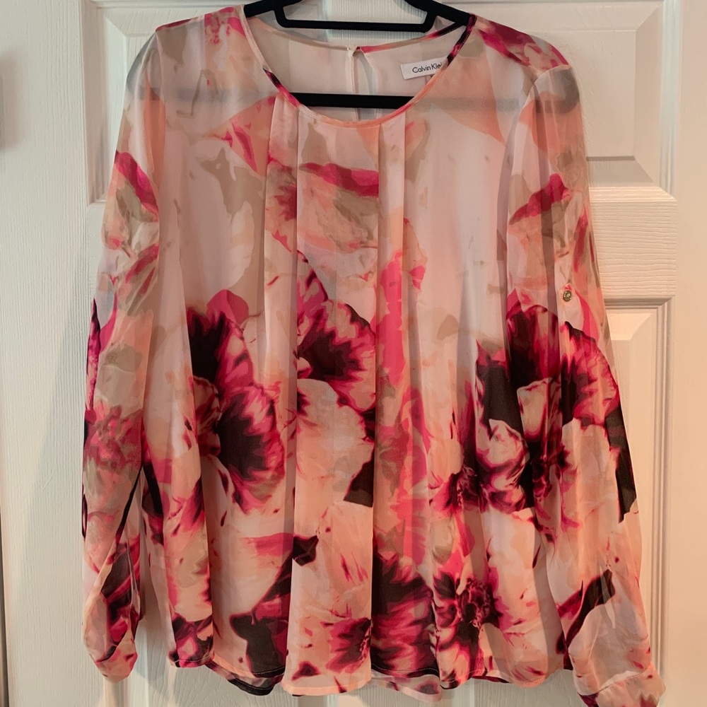 Calvin Klein Long sleeve pink blouse Size Medium